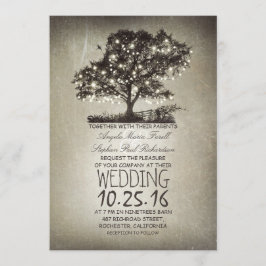 Rustikale Baum- und Streichellichter Hochzeitseinl Einladung