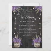 Rustikale Bäume Bark Lavender Weizen Lichter Hochz Einladung (Vorderseite)