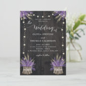 Rustikale Bäume Bark Lavender Weizen Lichter Hochz Einladung (Stehend Vorderseite)