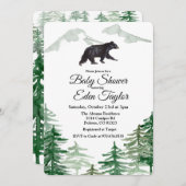 Rustikale Bäume Bear Baby Dusche Einladung (Vorne/Hinten)