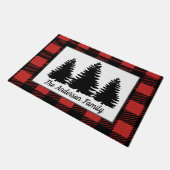 Rustikale Bäume & Buffalo Karo Kariert Fußmatte (Schrägansicht)