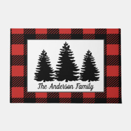 Rustikale Bäume & Buffalo Karo Kariert Fußmatte