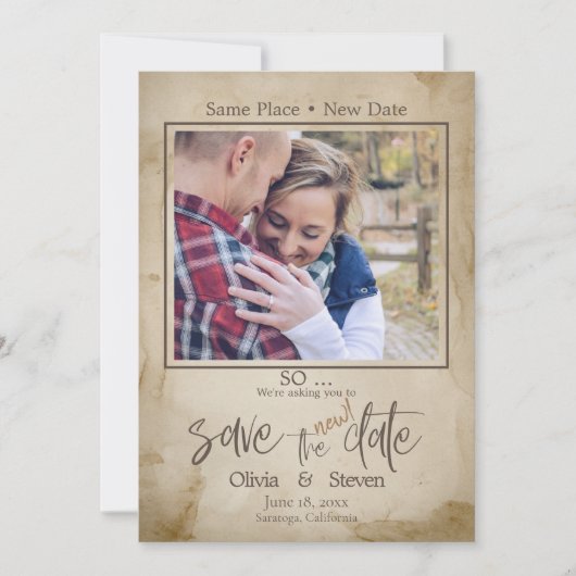 Rustikale Bäume, die wir Save the Date machen Einladung (Vorderseite)