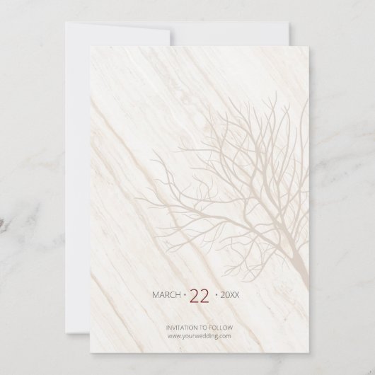 Rustikale Bäume, die wir Save the Date machen Einladung (Rückseite)