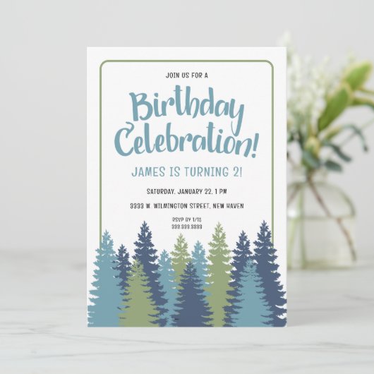 Rustikale Bäume Einladung zum Geburtstag (Stehend Vorderseite)