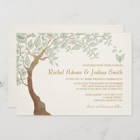 Rustikale Bäume Einladung zur Hochzeit (Vorne/Hinten)