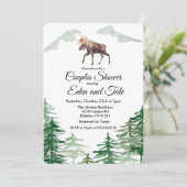 Rustikale Bäume Elche Paare Dusche Einladung (Stehend Vorderseite)