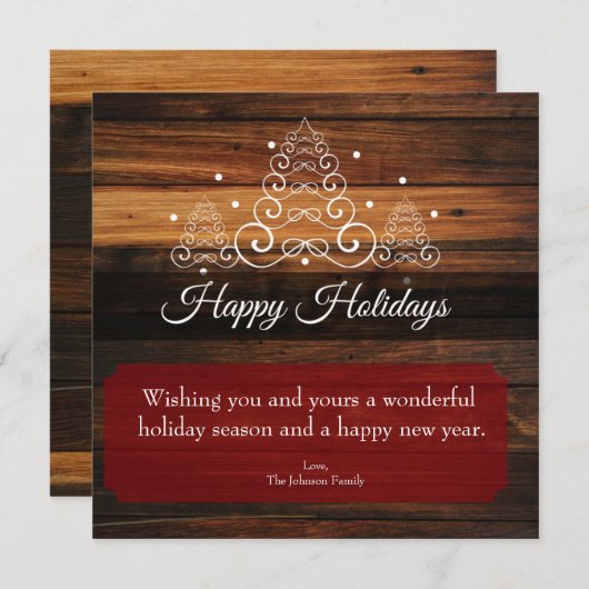 Rustikale Bäume Feiertagskarte (Vorne/Hinten)