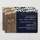 Rustikale Bäume gepflasterte Herzennacht Hochzeit Einladung (Vorne/Hinten)