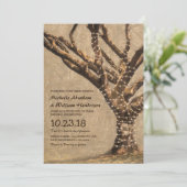 Rustikale Bäume Hochzeit mit String Lights Einladung (Stehend Vorderseite)