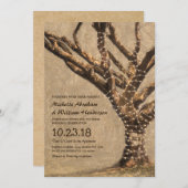 Rustikale Bäume Hochzeit mit String Lights Einladung (Vorne/Hinten)