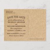 Rustikale Bäume Hochzeit speichern das Datum Ankündigungspostkarte (Rückseite)