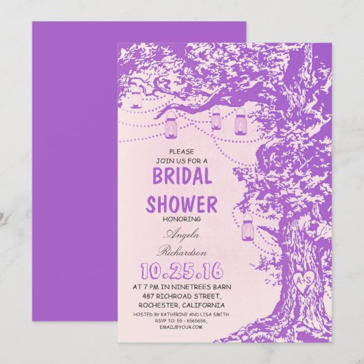 Rustikale Bäume & Mauerstuben Brautdusche Einladun Einladung (Vorne/Hinten)