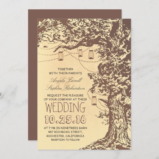 Rustikale Bäume & Maurerkirschen Einladungen für H (Vorne/Hinten)