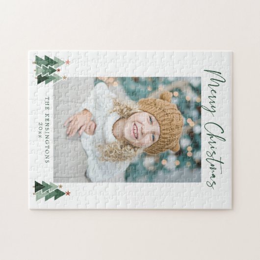 Rustikale Bäume Minimalistisch Modernes Foto Puzzle (Horizontal)