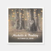 Rustikale Bäume und Lichter Serviette (Vorderseite)