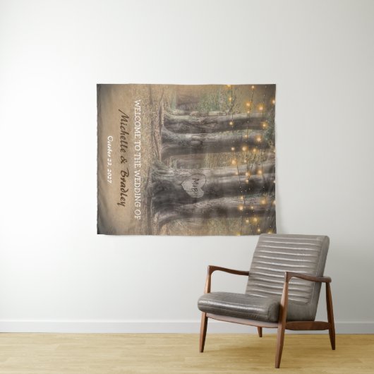 Rustikale Bäume und Lichter Wandteppich (Beispiel (Horizontal))