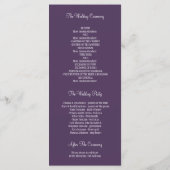 Rustikale Bäume und Liebesvögel lila Hochzeitsprog Programm (Rückseite)