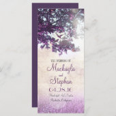 Rustikale Bäume und Liebesvögel lila Hochzeitsprog Programm (Vorne/Hinten)