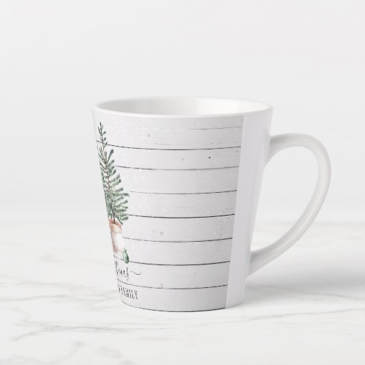 Rustikale Bäume Weihnachtsfeiertag Latte Tasse (Rechts)