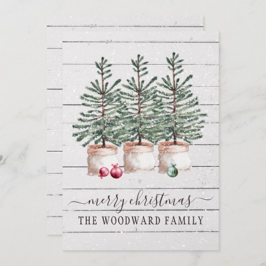 Rustikale Bäume Weihnachtskarten (Vorne/Hinten)