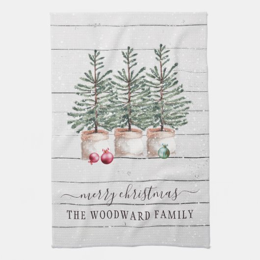 Rustikale Bäume Weihnachtsküche Handtücher (Vertikal)