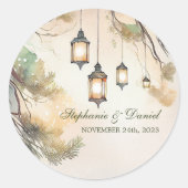 Rustikale Baumhütte Botanische Laternenleuchten Ho Runder Aufkleber (Vorderseite)