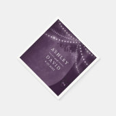 Rustikale Baumhütte Lila Strandlichter Hochzeit Serviette (Ecke)