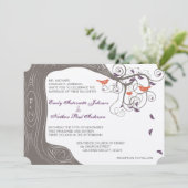 Rustikale Baumkoralle und Lila Einladungen für Hoc (Stehend Vorderseite)