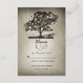 Rustikale Baumkronen- und Streichellichter Hochzei RSVP Karte