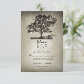 Rustikale Baumkronen- und Streichellichter Hochzei RSVP Karte (Stehend Vorderseite)