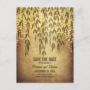 rustikale Baumniederlassungs-Schnurlichter Save Ankündigungspostkarte