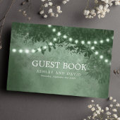 Rustikale Baumreihe von Lichtern Grüne Hochzeit Gästebuch
