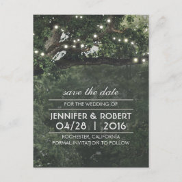 Rustikale Baumreihenleuchten Save the Date Vintag Ankündigungspostkarte