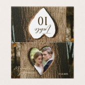 Rustikale Baumrinde Herz Foto Tischnummer Karte (Außenseite Aufgefaltet)