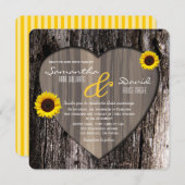 Rustikale Baumrinde-Herz-und Sonnenblume-Hochzeit Einladung (Vorne/Hinten)