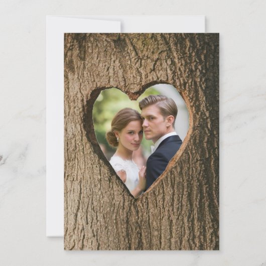 Rustikale Baumrinde Hochzeit Foto Probe Abendessen Einladung (Rückseite)