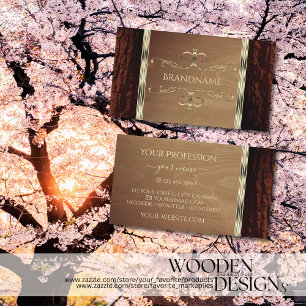 Rustikale Baumrinde Naturholzkörner Goldgrenze Visitenkarte