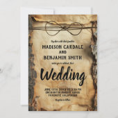 Rustikale Baumrinde Vintages Pergamentpapier Hochz Einladung (Vorderseite)