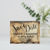 Rustikale Baumrinde Vintages Pergamentpapier Hochz Postkarte (Stehend Vorderseite)