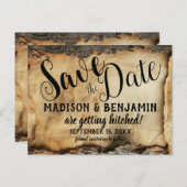 Rustikale Baumrinde Vintages Pergamentpapier Hochz Postkarte (Vorne/Hinten)