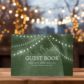 Rustikale Baumsaitenblende strahlt grüne Hochzeit Gästebuch