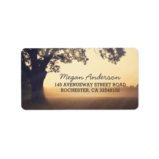 Rustikale Baumsaitenlichtung Adressaufkleber (Vorne)