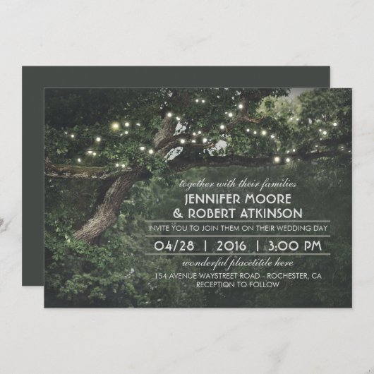 Rustikale Baumsaitenweih Einladung (Vorne/Hinten)