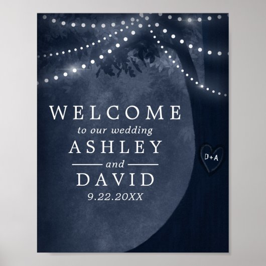 Rustikale Baumschnitzereien als String Lights Hoch Poster (Vorne)