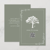 Rustikale Baumschwinge Sagegrüner QR-Code Hochzeit RSVP Karte (Vorne/Hinten)