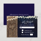 Rustikale Baumskulptur Herz Night Wedding RSVP Car Karte (Vorne/Hinten)