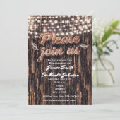 Rustikale Baumstämme Barkholz & Lichter fallen Ein Einladung (Stehend Vorderseite)