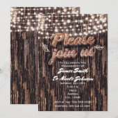 Rustikale Baumstämme Barkholz & Lichter fallen Ein Einladung (Vorne/Hinten)