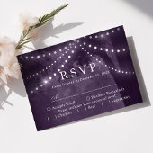 Rustikale Baumstring-Lichter Lila Hochzeitsszenier RSVP Karte